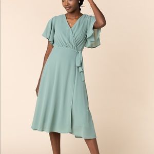 Called to surf Sage green wrap midi dress